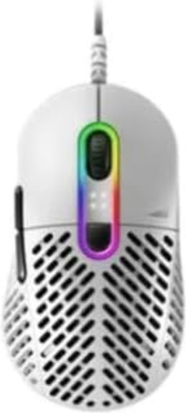 StayPowered Gaming Muis - Ultralicht en Ergonomisch Design - PixArt PAW3370 Sensor - Tot 19.000 DPI - RGB-Verlichting - Stille Omron Microschakelaars - Flexibele Kabel - PTFE Voetjes - Wit - Levering Sneller dan Aangegeven!