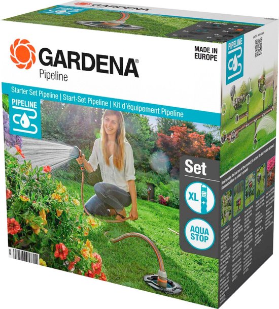 Gardena Pipeline Sprinklersysteem Startset met Steekkoppeling, Waterverdelers, Vuilzeef en Vorstbestendig Ventiel