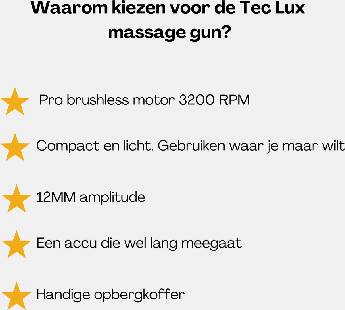 Tec Lux Massage Gun: 6 koppen, 10 uur batterij, €29,99 thumbnail 2
