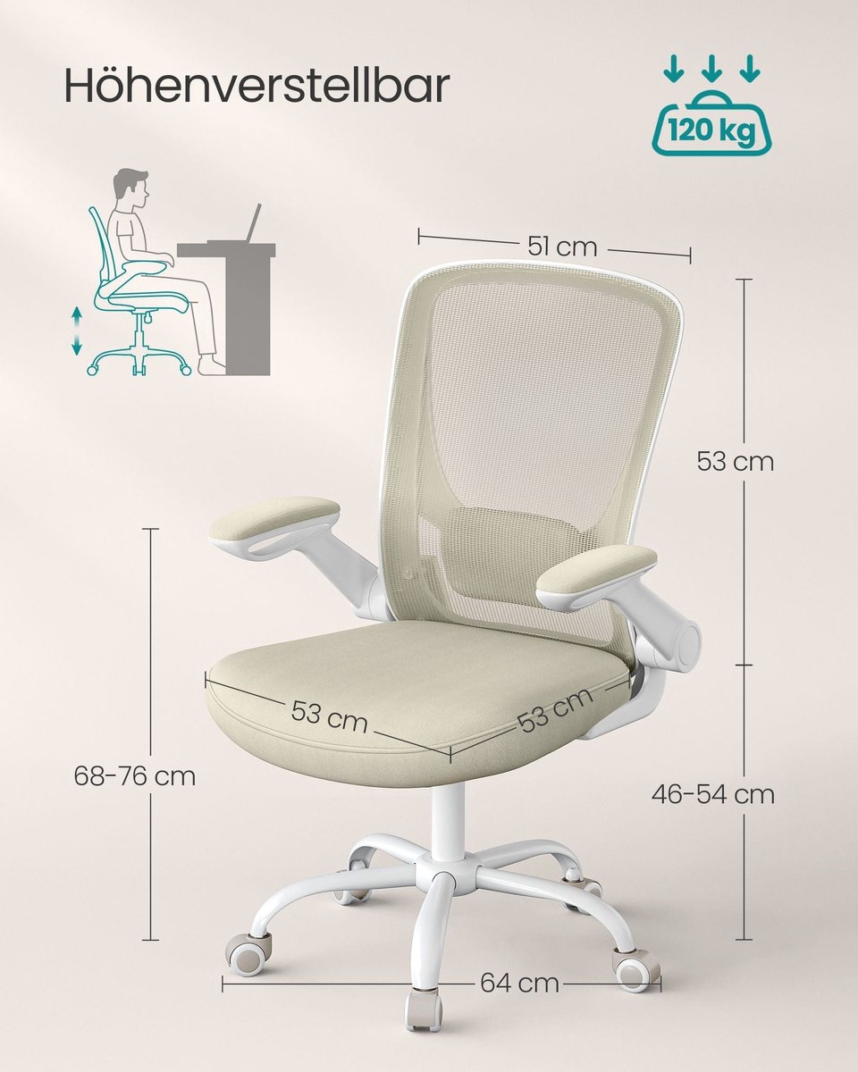 Deluxe Ergonomische Bureaustoel - Bureaustoel - Verstelbare stoel - Comfortabel ontwerp - 66cm x 60cm x 107cm thumbnail 6