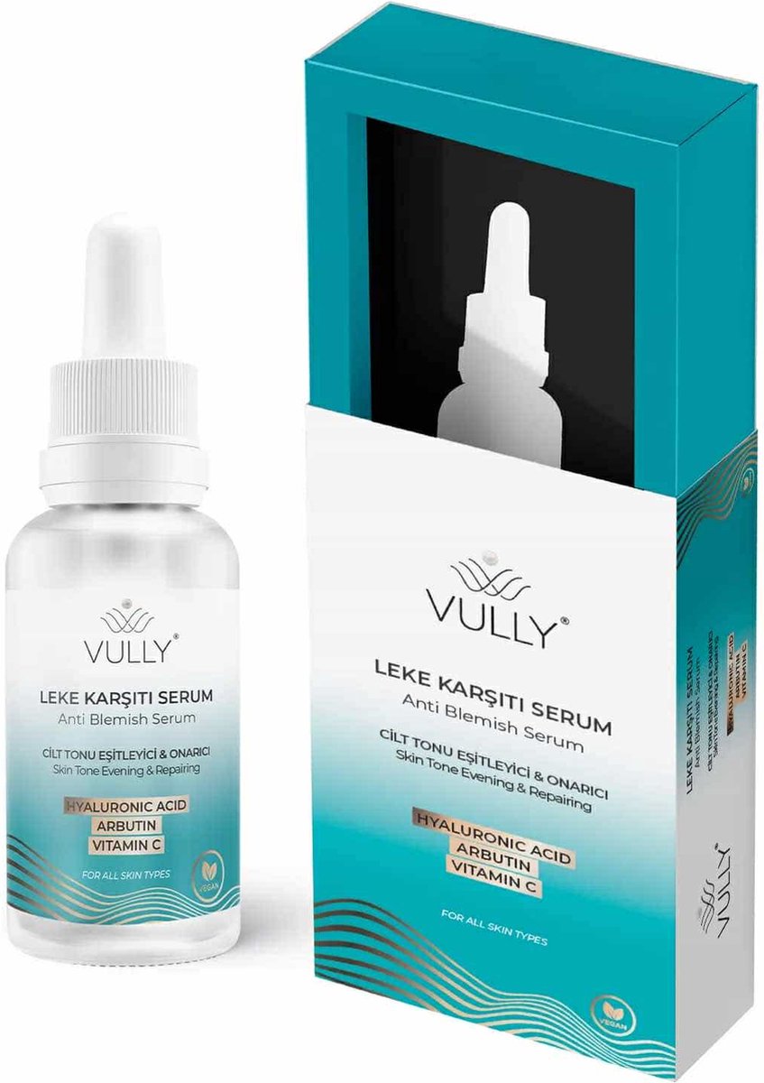 Goedkoopste VULLY Skin Tone Evening & Pepairing Anti-Blemish / Anti-Puitjes/Vlek Serum - Huidtint Egaliseren & Herstellen 30ml voor Alle huidtypes (2 ARBUTINE - 2 HYALUROZUUR - 2 VITAMINE C