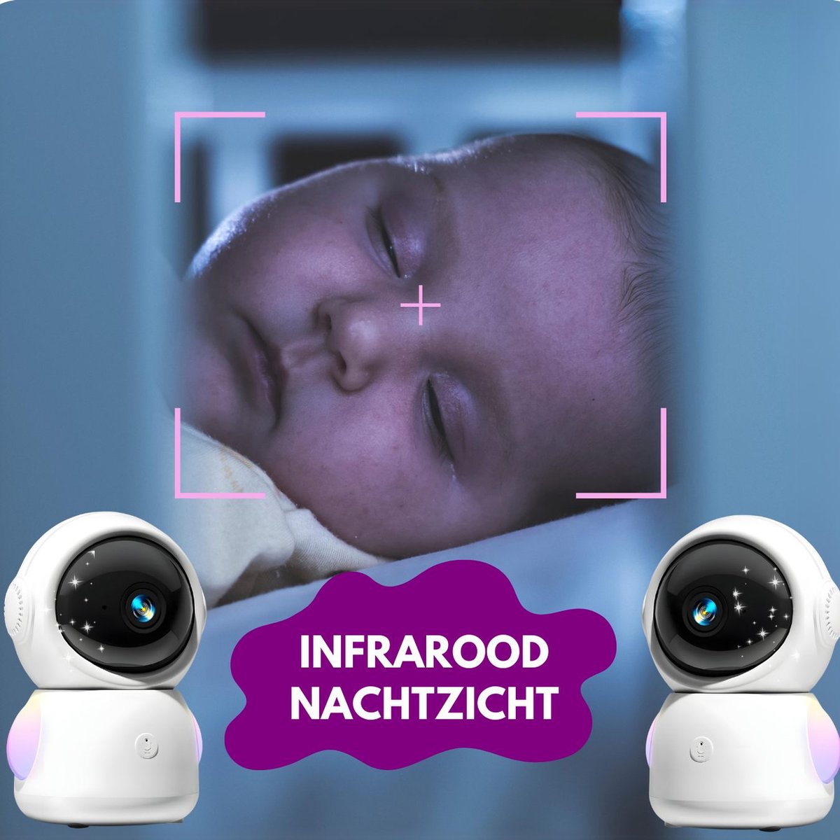 Afbeelding 3 van iNeedy Astronaut babyfoon met 2 camera's en app - Baby monitor - 2K scherm resolutie - 4.3 inch - 2025 model