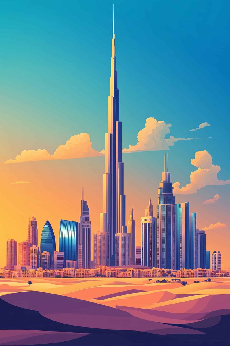 Dubai Poster - Stad - Skyline - Natuur - Reis - Avontuur - Stedelijk - Cultuur - Iconisch