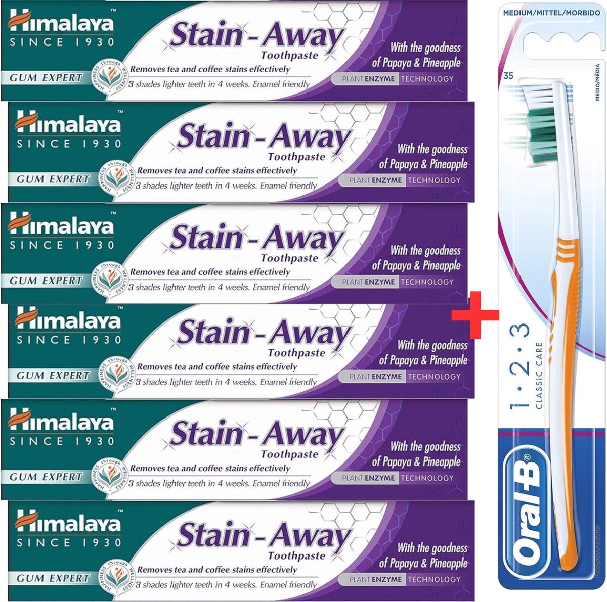 Goedkoopste Himalaya Herbals Stain Away Rokers Tandpasta - 6 x 75ml - Tandpasta Whitening - Tandpasta Zonder Fluoride - Tandpasta Voordeelverpakking - Toothpaste