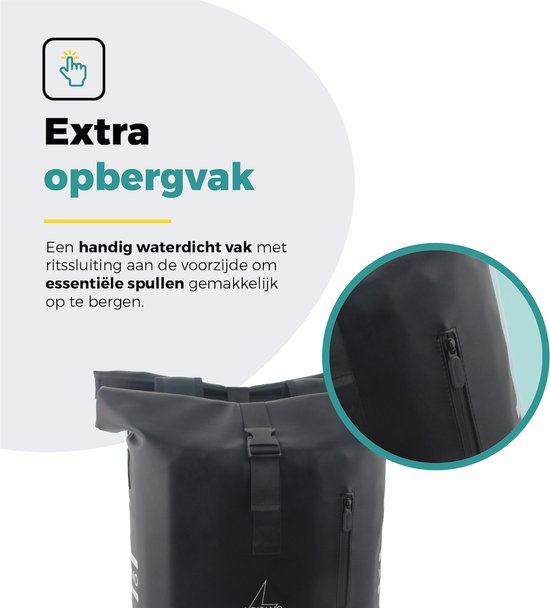 Voltano Dubbele Fietstas Rolltop E-bike Pro - Zwart - 48 Liter - 100% Waterdicht - Fietstassen Electrische Fietsen