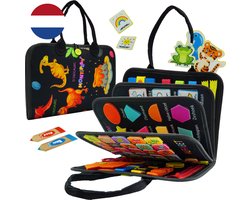 MontiPlay® Montessori Speelgoed Zwart - Sensorisch Speelgoed - Activiteitenbord - Busy Board - Montessori voor thuis - Speelgoed voor onderweg - Voor in de auto - Het grote speelgoedboek 2025