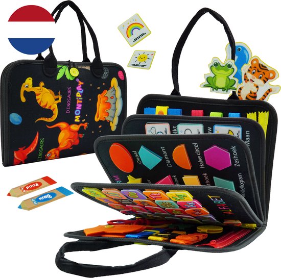 Qualitá® Montessori Speelgoed Dino – Sensorisch Speelgoed – Activiteitenbord
