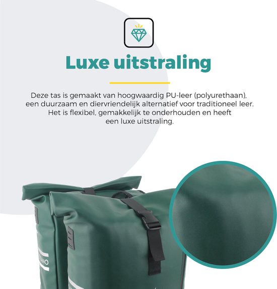 Voltano Dubbele Fietstas Rolltop E-bike Pro - Olijf Groen - 48 Liter - 100% Waterdicht - Fietstassen Electrische Fietsen