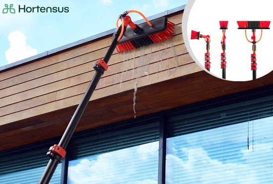 Spazzola Telescopica Hortensus 4,6m - Kit Pulizia Con Dispenser Sapone Per Pannelli Solari, Tetti E Facciate - Foto 5
