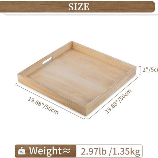 Houten dienblad ijzeren handvaten - Jet's WoonDeco