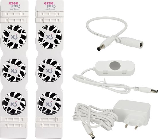 Ventilateur de radiateur Ezeefox avec 3 Ventilateurs et capteur thermique - Duoset - Universel - Économe en énergie - Très silencieux - Ventilateur de radiateur - Wit