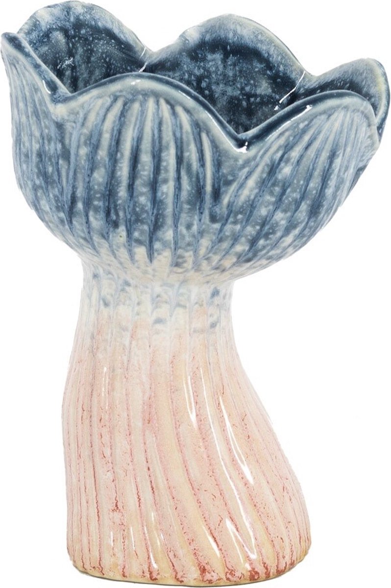 homebound by ky Aardewerk vaas tulp peach | 10,8x10,3x15cm | bloemenvaas keramiek bloem roze Multi