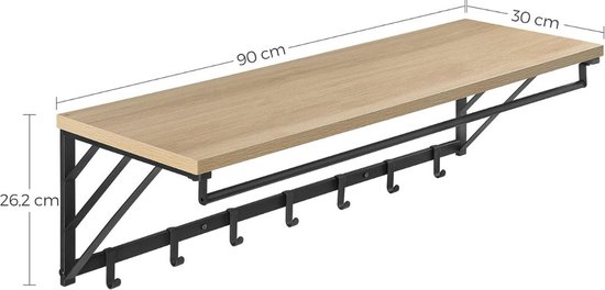 ApexArte® Wandkapstok met Hoedenplank - Kapstok - Wandplank - Licht Eiken — afbeelding 5