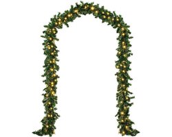 Nordlandia Guirlande Met verlichting - Kerstversiering - 500CM - Kerstslinger - Kerstdecoratie - 100 LED - Groen - Netstroom