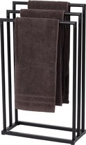 Infinity Goods Porte-serviettes - Salle de bain - 3 bras - Porte-serviettes - Porte-serviettes - Autoportant - Métal - Zwart mat