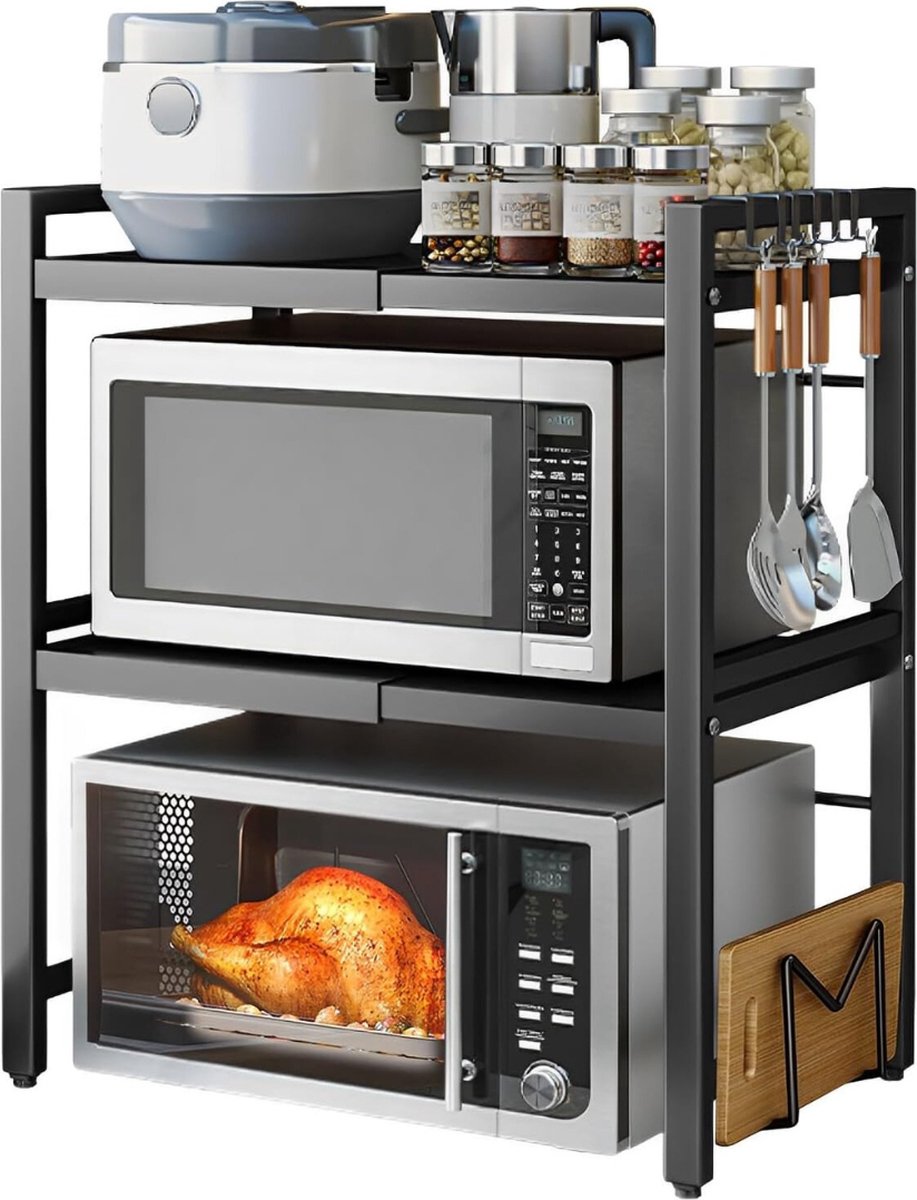 DD® Magnetronkast - Keukenkast - Ovenkast - 3-Traps Uitschuifbaar Werkblad - 36x42x79cm - Zwart
