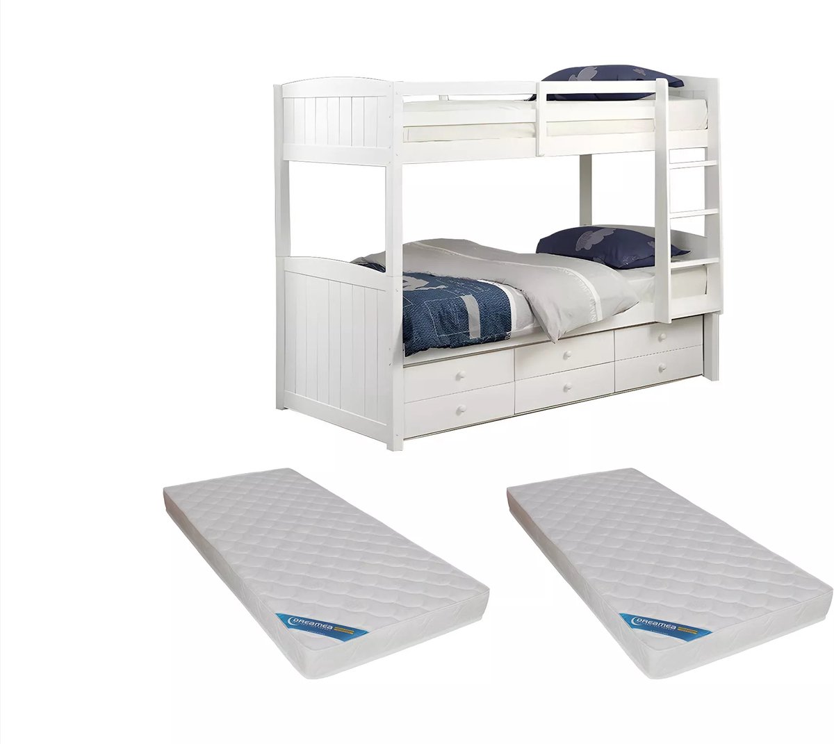 Vente-unique Stapelbed hout wit 90 x 190 cm