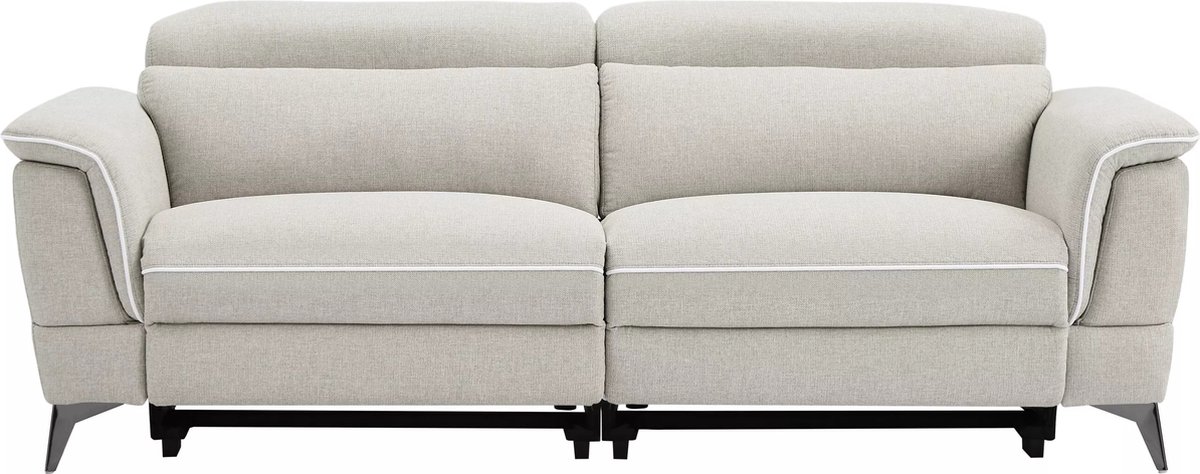 Vente-unique Elektrische relaxbank met 3 plaatsen in beige stof MACARI