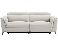 Vente-unique Elektrische relaxbank met 3 plaatsen in beige stof MACARI