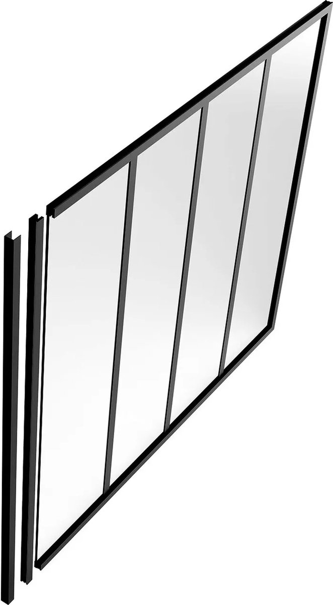 Vente-unique Afsluitlat voor glazen binnenraam in aluminium met poedercoating - H105 cm - Zwart - BAYVIEW
