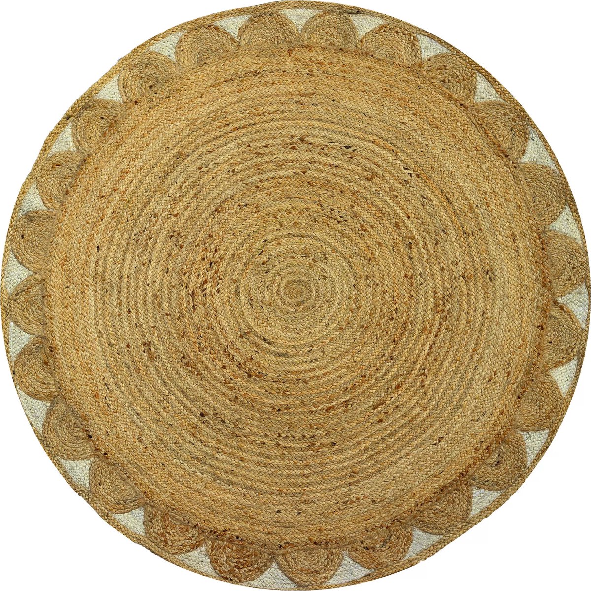 Vente-unique Rond bloemvormig vloerkleed in 100% jute - Ø 150 cm - Naturel - INDIRA