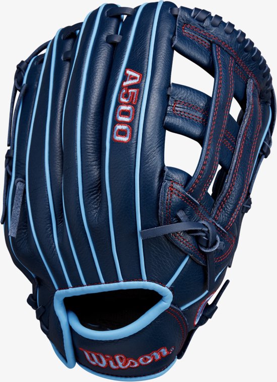 Foto: Wilson mlb honkbalhandschoen jeugd quick fit a500 12 inch 2025 rht blauw