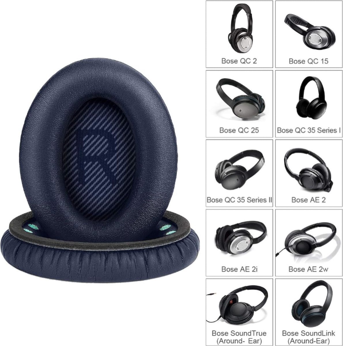 Set Oorkussens geschikt voor Bose Koptelefoon – Bose Quietcomfort 35 ii Oorkussen – QC2/QC15/QC25/QC35/Soundtrue/Soundlink Around-Ear ii – AE2Blauw – foto 5