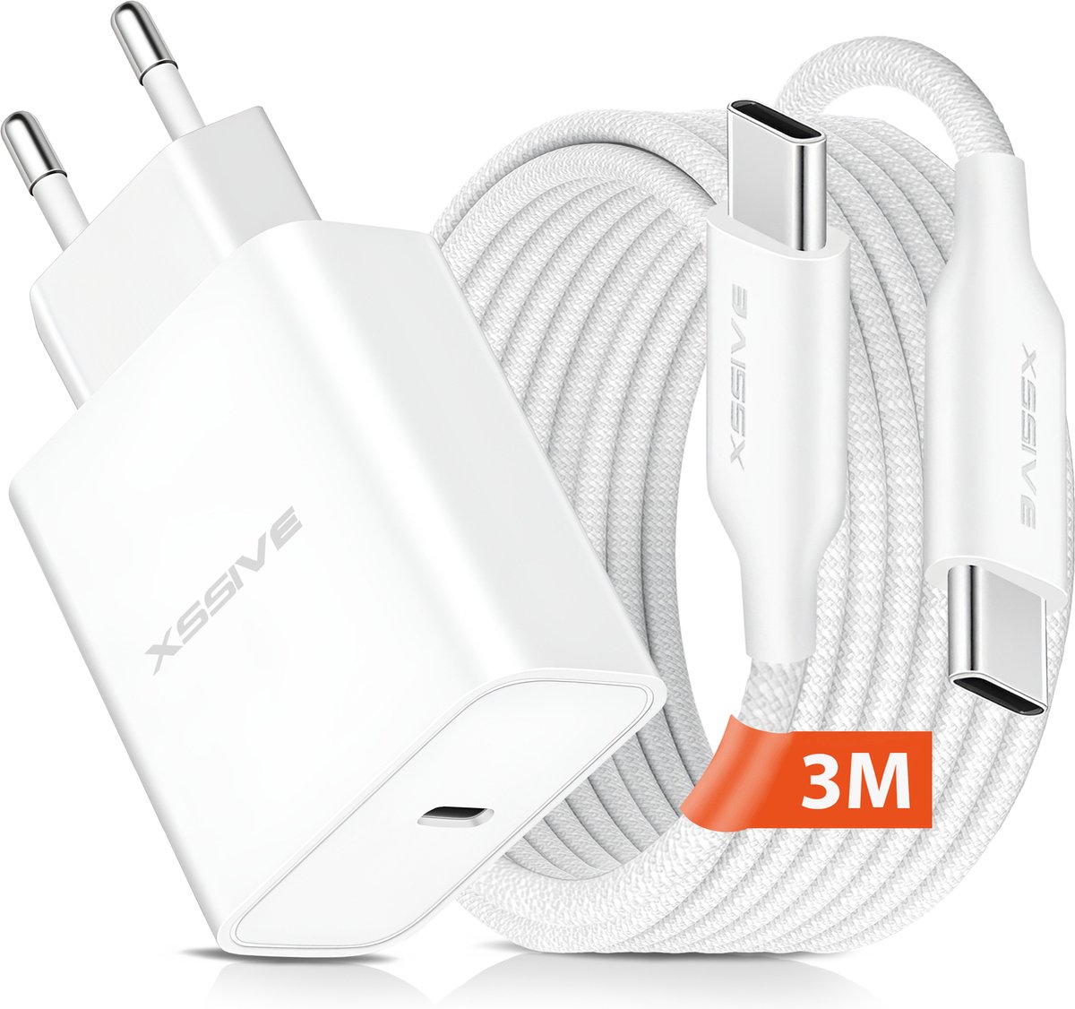 Snellader Set - 20W Power Delivery - 3 Meter - USB C naar USB C Oplader met Kabel - Xssive Origineel