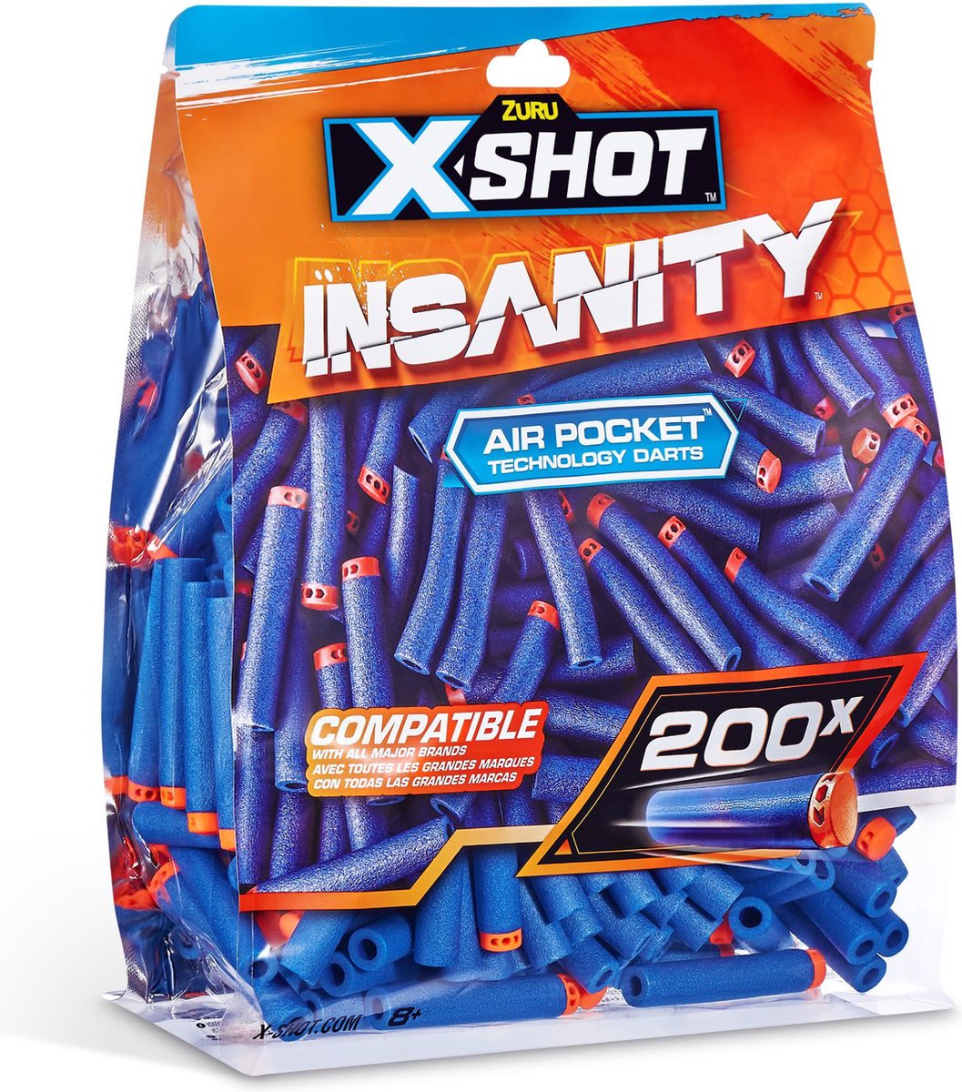 ZURU - XSHOT - Insanity - Navulverpakking - Speelgoedblaster - 200 pijltjes