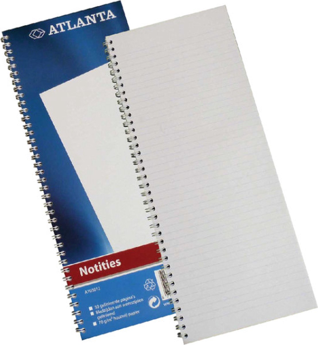 Notitieboek Smal Folio Atlanta Spiraal Blauw