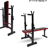 FitFirst® Halterbank FF-1000 | Inklapbaar & Verstelbare Fitnessbank | Haltersteunen voor Gewichten | Robuust en Praktisch Ontwerp - Trainingsbank voor Thuis