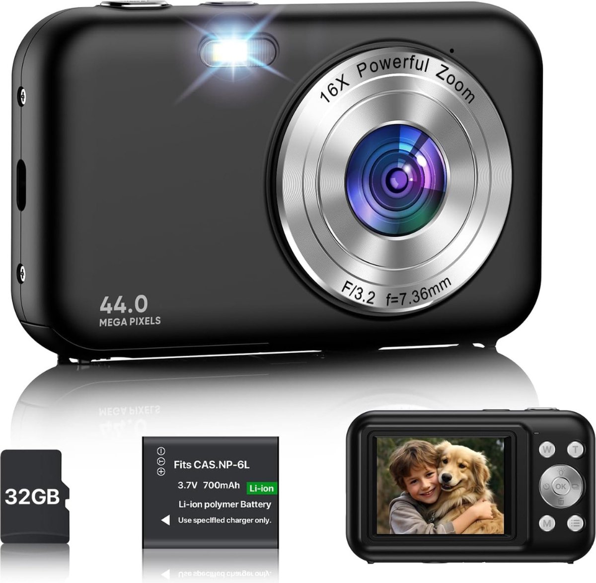 White-Label® Vlog Camera voor Beginners - Videocamera voor Kinderen en Volwassenen - Handycam - 4K Kwaliteit