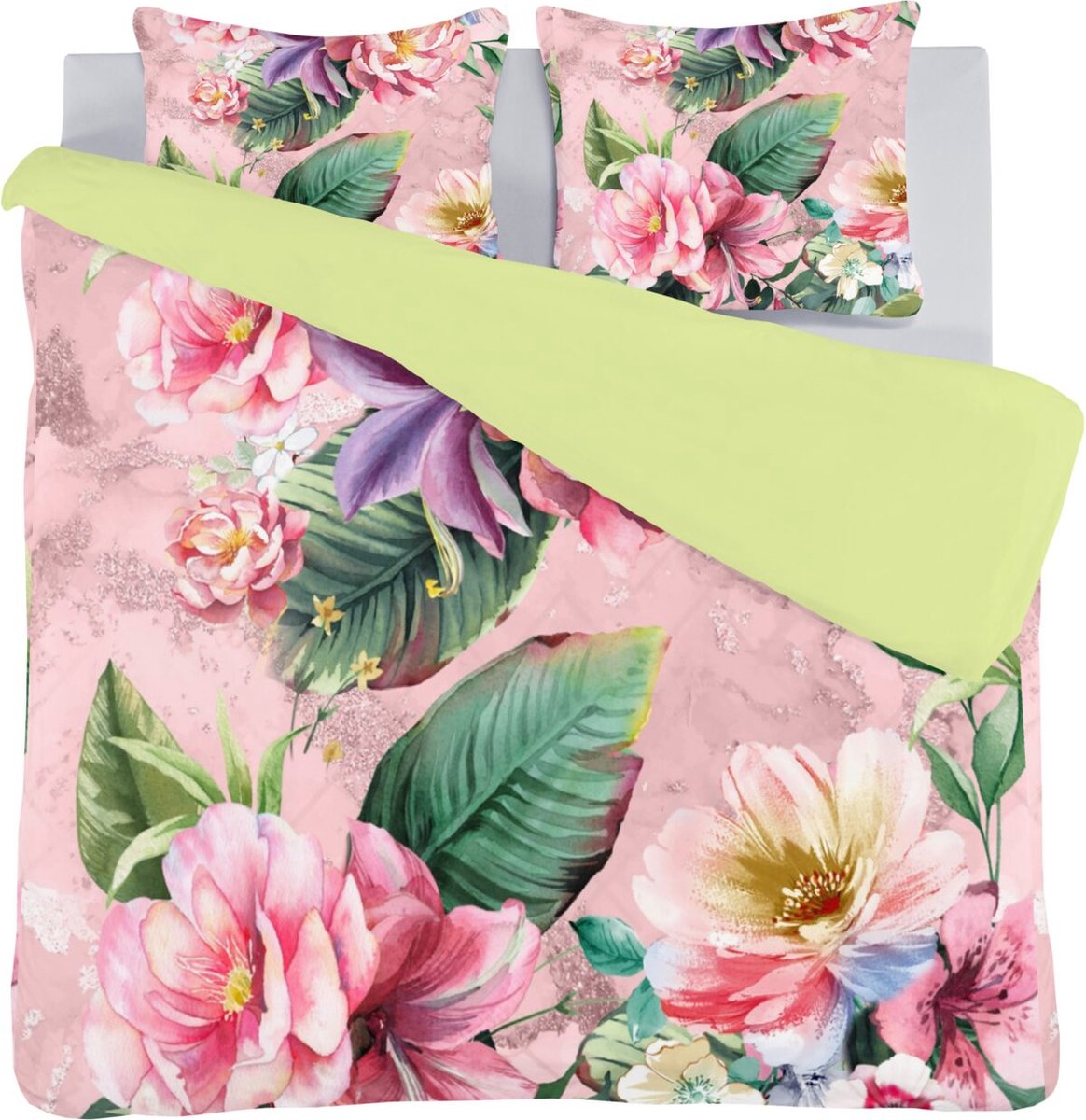 Senzai Chelsea Dekbedovertrek - Lits-jumeaux - 240x200/220 cm - Groen, Roze