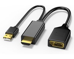 Qost - HDMI Male naar Displayport Female Adapter - USB Voeding - Actieve Kabel Adapter - HDMI 2.0 4K/60Hz - HDMI to DP adapter
