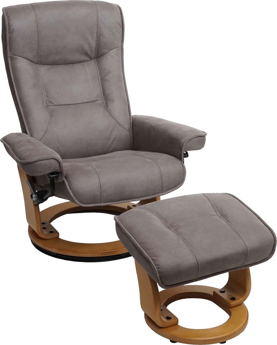 Cosmo Casa Hamilton Relaxfauteuil, TV Fauteuil met Voetenbank, Stof, 130kg Belastbaarheid - Lichtgrijs, Natuurbraun