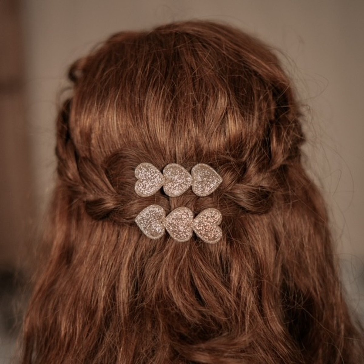 Haarspeldjes Meisje – 2 stuks – Hartjes - Goud - Glitter