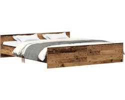 vidaXL - Bedframe - zonder - matras - 180x200 - cm - bewerkt - hout - oud - hout