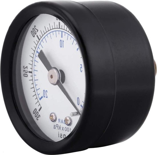 Mechanische Manometer – 1/8 Inch BSPT Axiaal – 0-15 Psi / 0-1 Bar – Voor Lucht, Olie En Water – Metalen Behuizing – Zonder Batterij