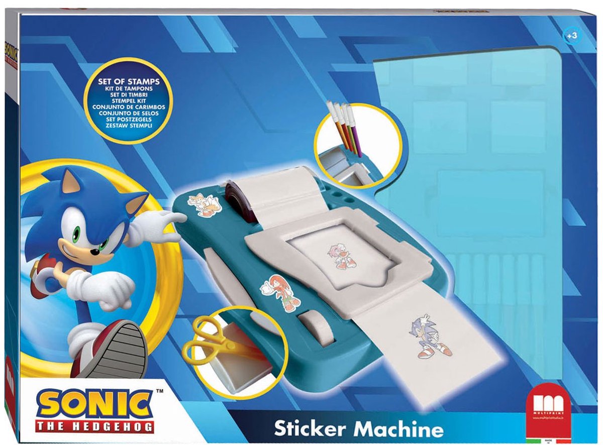 Multiprint Sonic stickermachine knutselset met stempels en viltstiften.