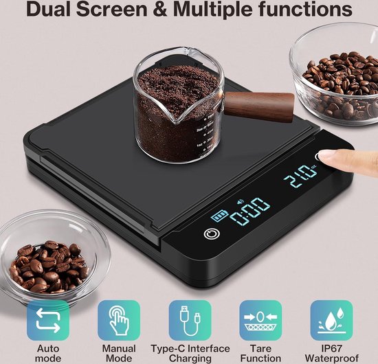 Weegschaal, 1000 g/0,01 g, digitale mini-weegschaal, hoge precisie, elektrische keukenweegschaal, voor keukens, laboratoria enz. (zwart