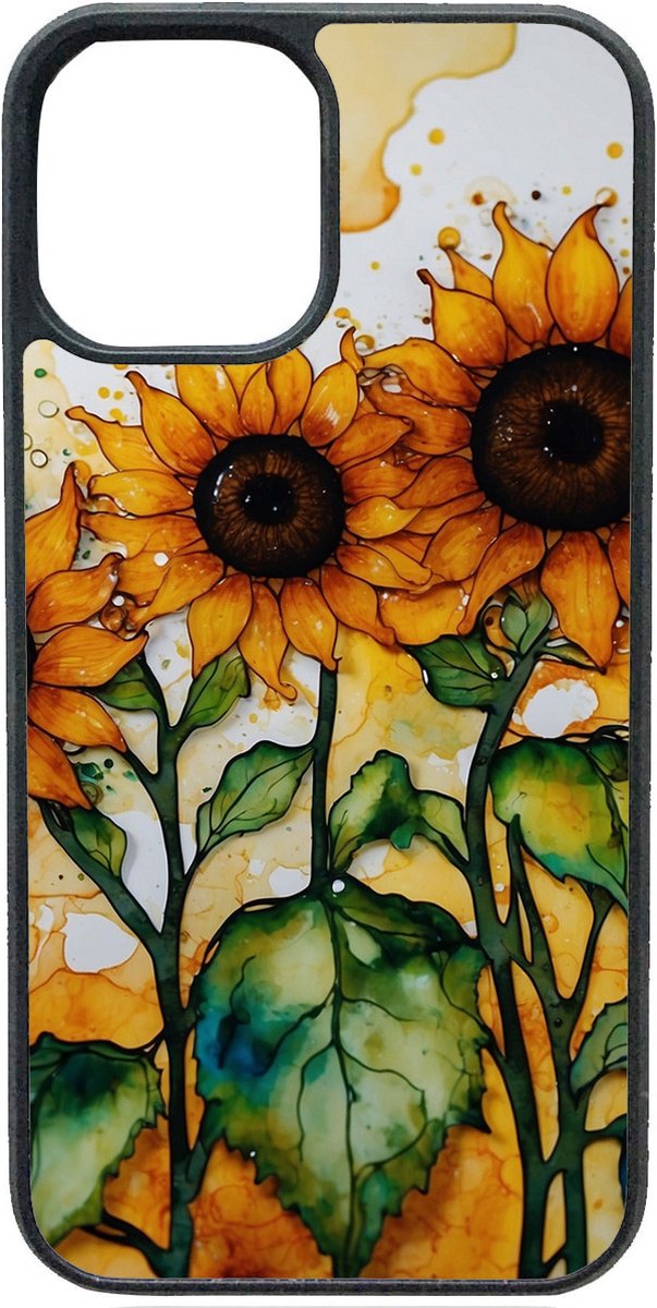 Telefoonhoesje - WATERVERF ZONNEBLOEMEN - Iphone 15 Pro