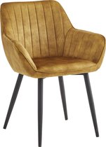 Colenis® - Chaise de salle à manger Luna - Set de 6 - Miel - Velours Adoré - Avec accoudoirs