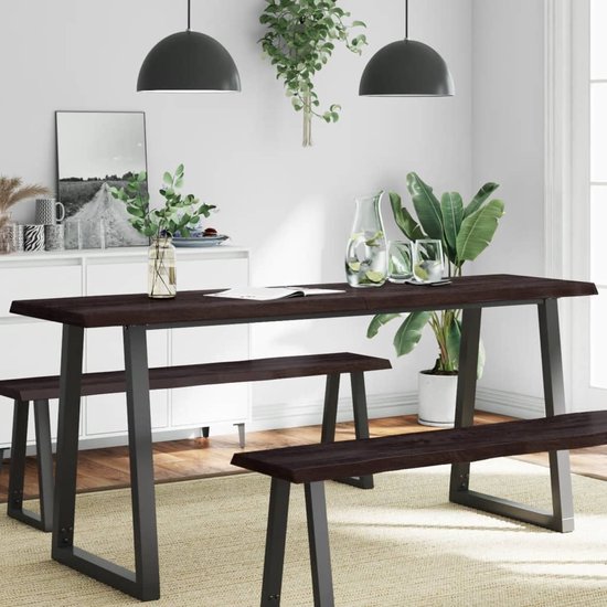 vidaXL Plateau de table - Bois de chêne - Bord naturel - 180x50 cm Plateau de table en bois - Plateau de table en Chêne - Remplacement de plateau de table - Table basse - Table à manger