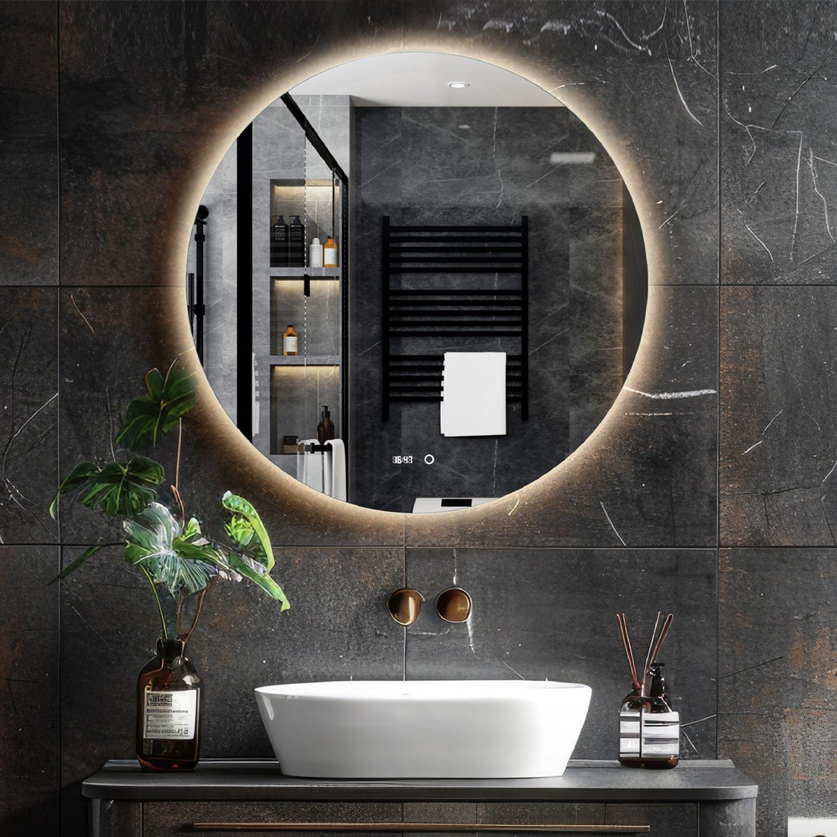 Lumoire® Badkamerspiegel Met Verlichting - Wandspiegel - 80CM - Rond