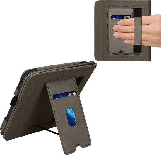 kwmobile e-reader hoesje geschikt voor Kobo Libra Colour hoes - E reader flip case van kunstleer - Ereader cover met stand - Opkomende Zon design in grijs van Merkloos — afbeelding 5