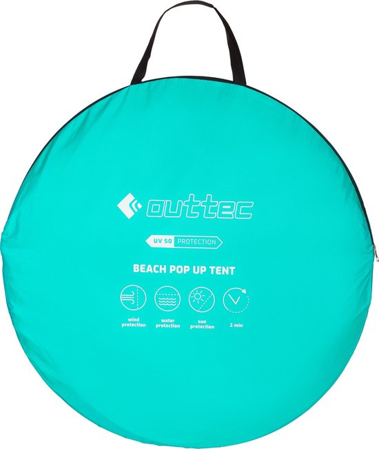 Outsunny Abri de Plage Tente de Plage Pliable Pop-up Automatique instantané Protection UV fenêtre arrière Grand Tapis de Sol Orange