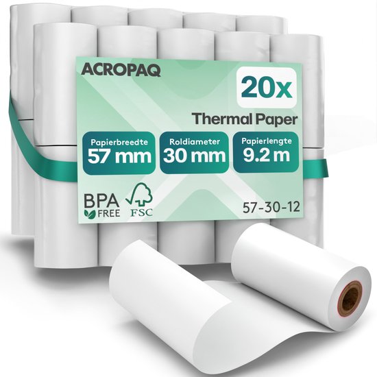 Rouleau caisse enregistreuse Witte Thermal 57x30x12 8.5m 20 pièces