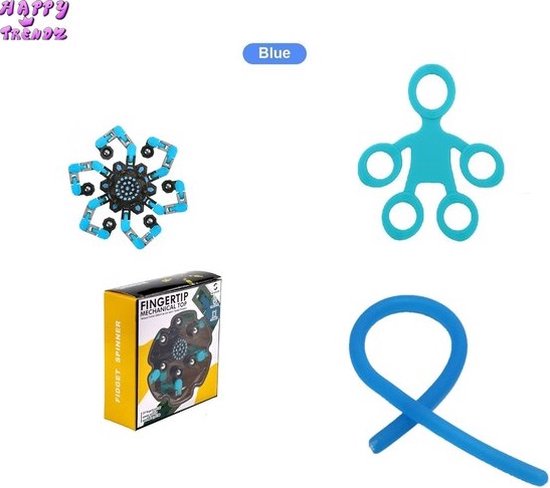 Foto: Happy trendz wacky track spinner nieuw model blauw blauw fidget fingerstretch fidget monkey noodle blauw cadeau schoen cadeau uitdelen sensory sint kerst feestdagen hand spinner 