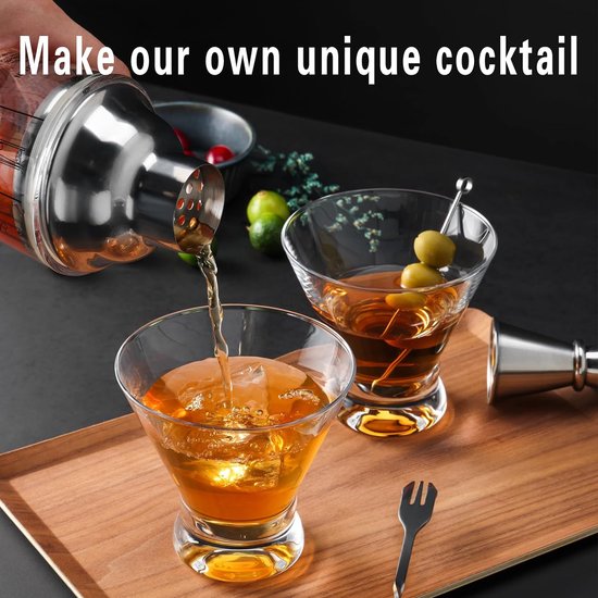 Cocktail Shaker Set 750ml Roestvrij Staal - Mixen Als Een Pro Met Ingebouwde Zeef Jigger En Mixing Lepel