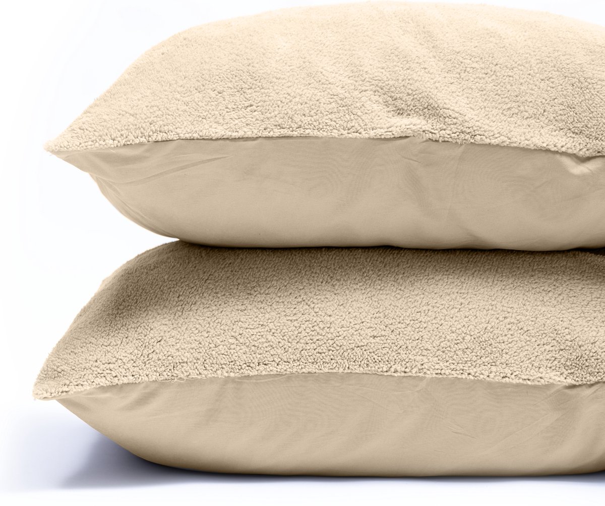 Sleeptime Teddy Kussensloop - 2 Stuks - Teddyfleece - Taupe - 60x70